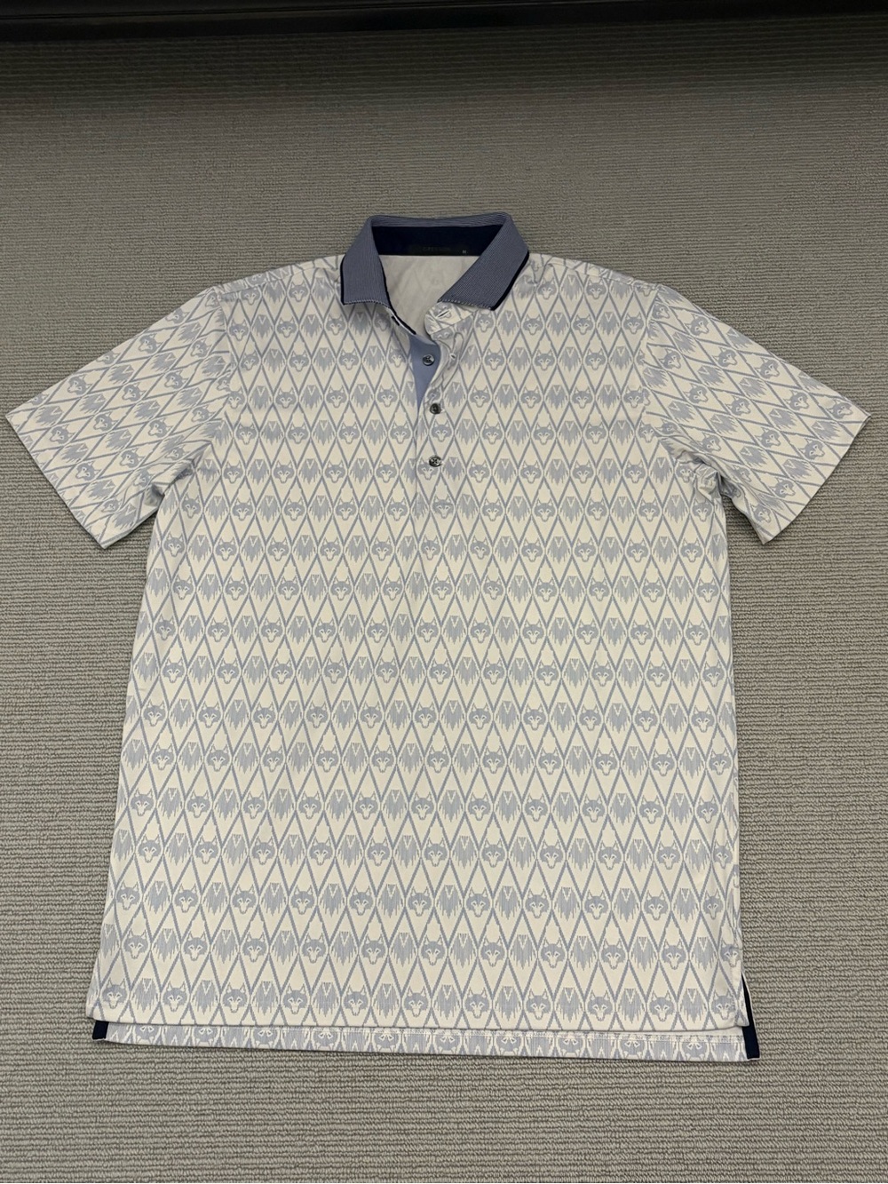 Greyson Short Sleeve Polo Shirt in Signature Wolf Pattern with Knit Collar